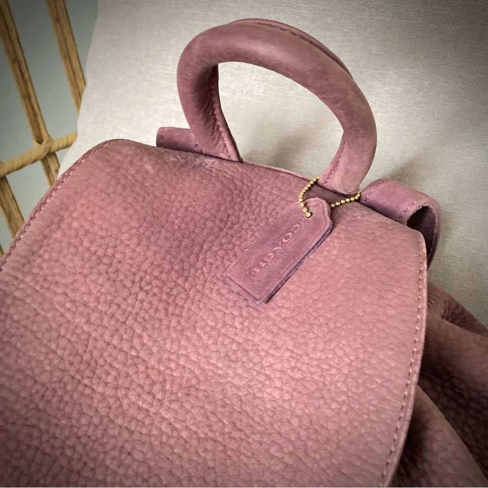 💜Vintage Coach Nubuck Leather Backpack W/ Org. Hang Tag Italy Rose Purple